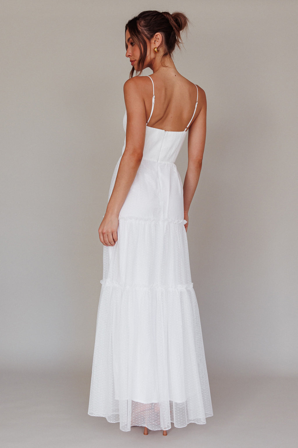 Calla Sweetheart Neckline Hail Spot Midi Dress White by Selfie Leslie Australia