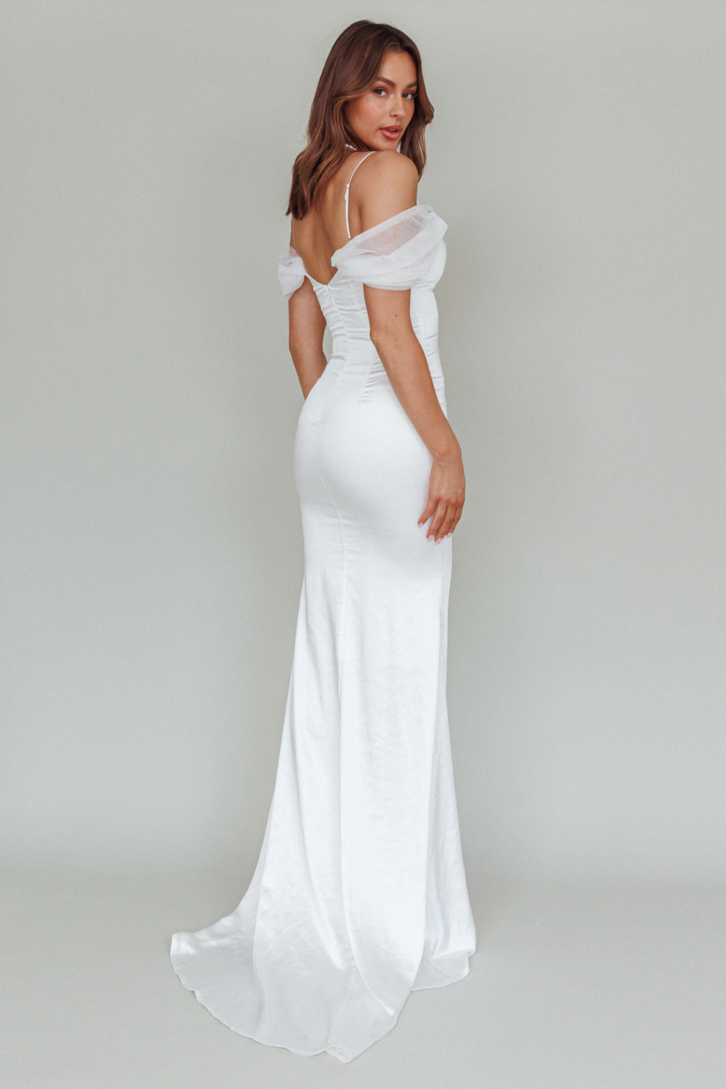 Keila Off-Shoulder Maxi Dress White by Selfie Leslie Australia