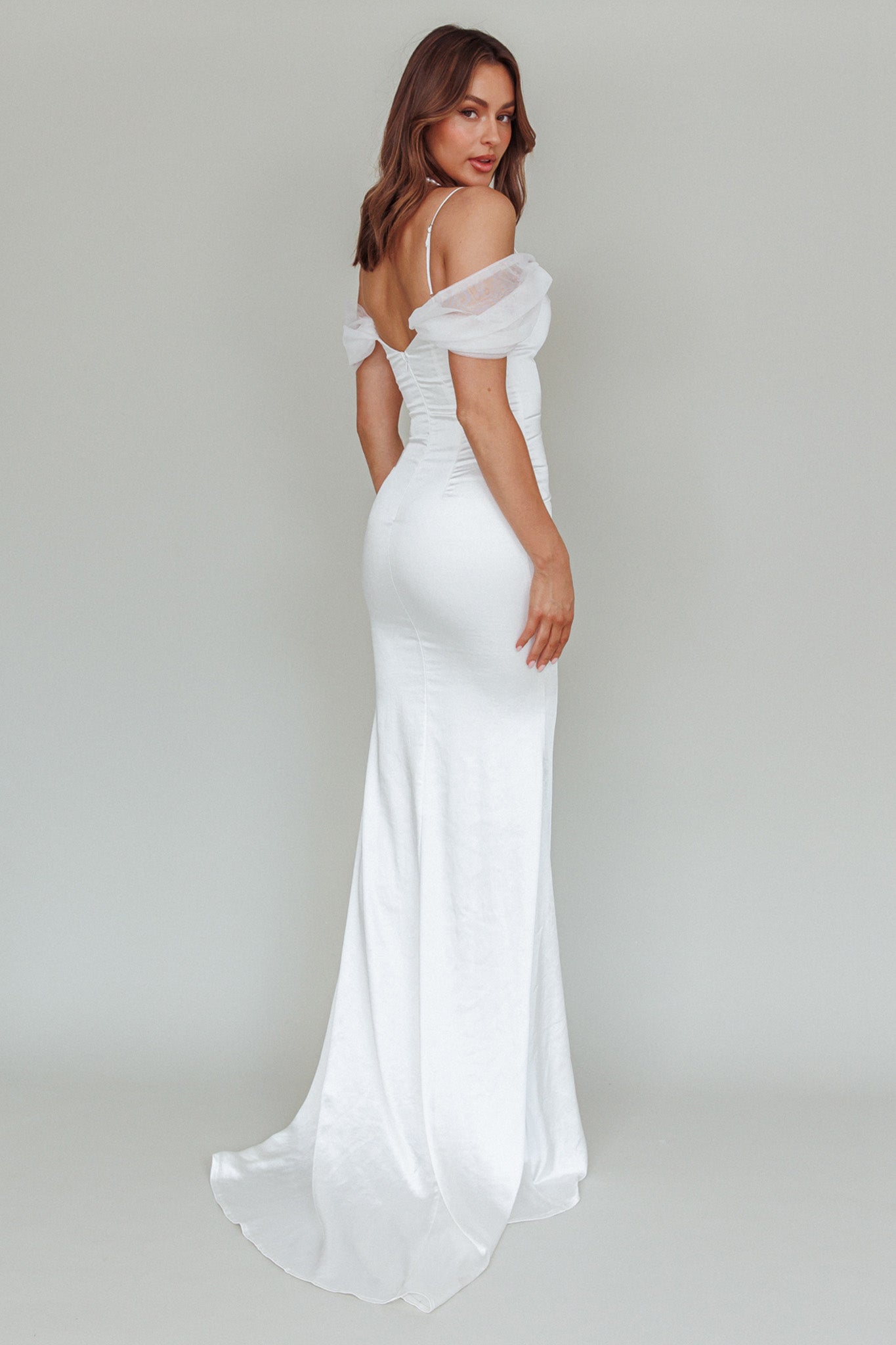 Keila Off-Shoulder Maxi Dress White by Selfie Leslie Australia
