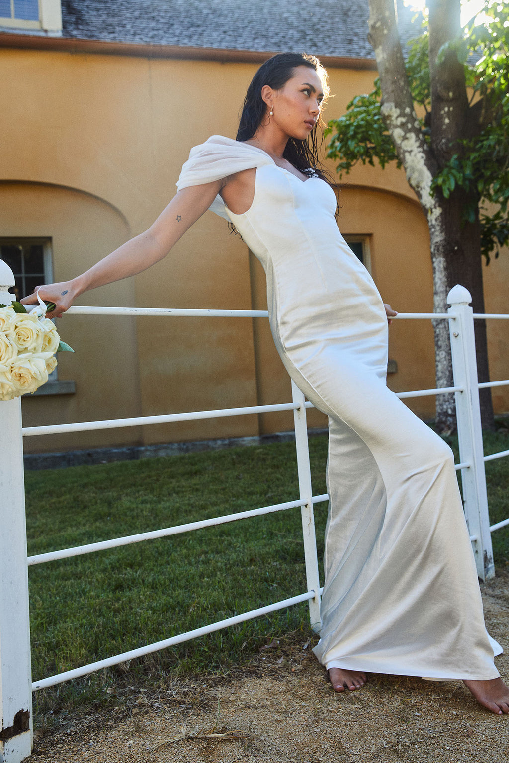 Keila Off-Shoulder Maxi Dress White by Selfie Leslie Australia