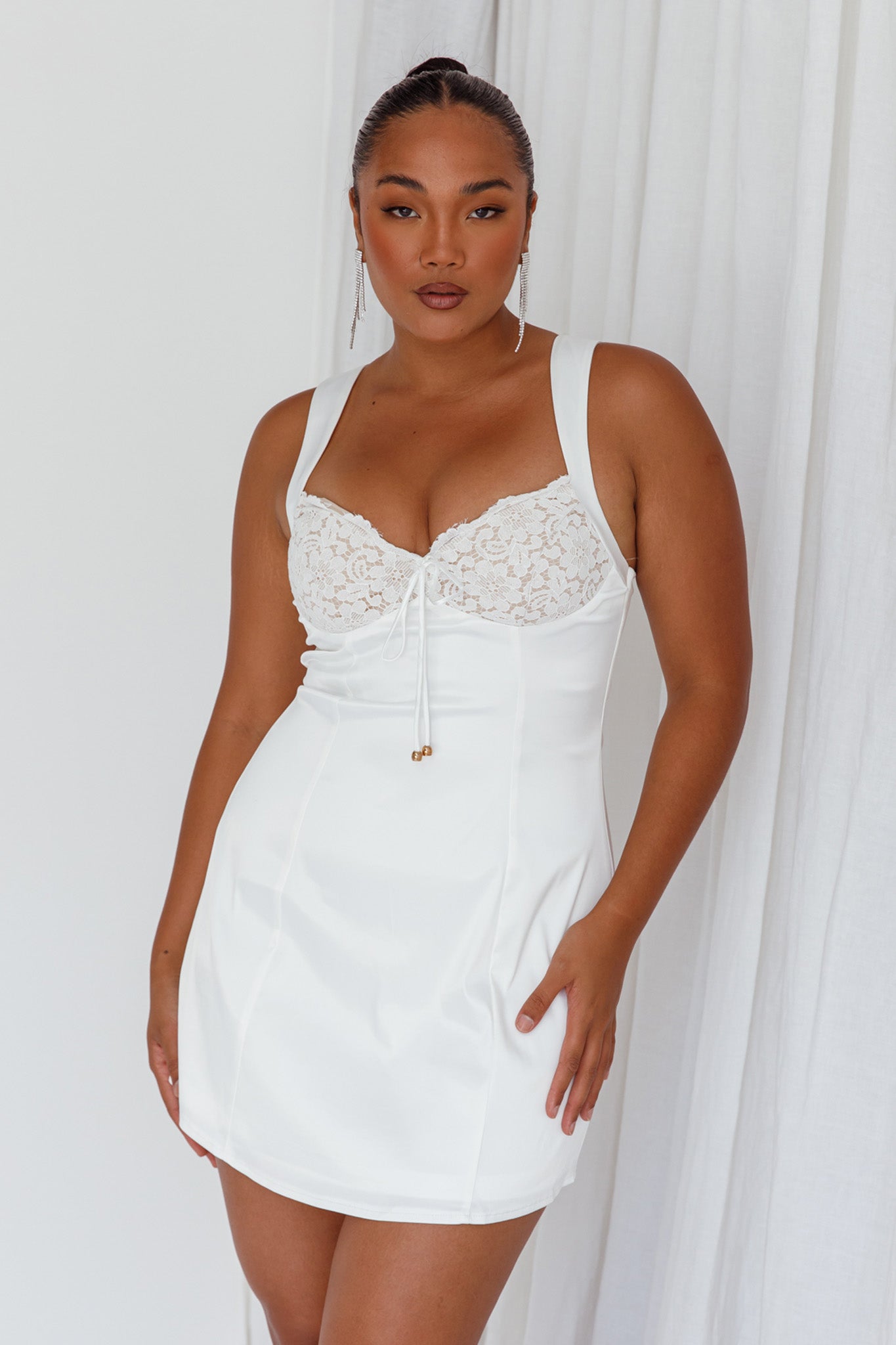 Ti Amo Lace Bust Mini Dress White by Selfie Leslie Australia