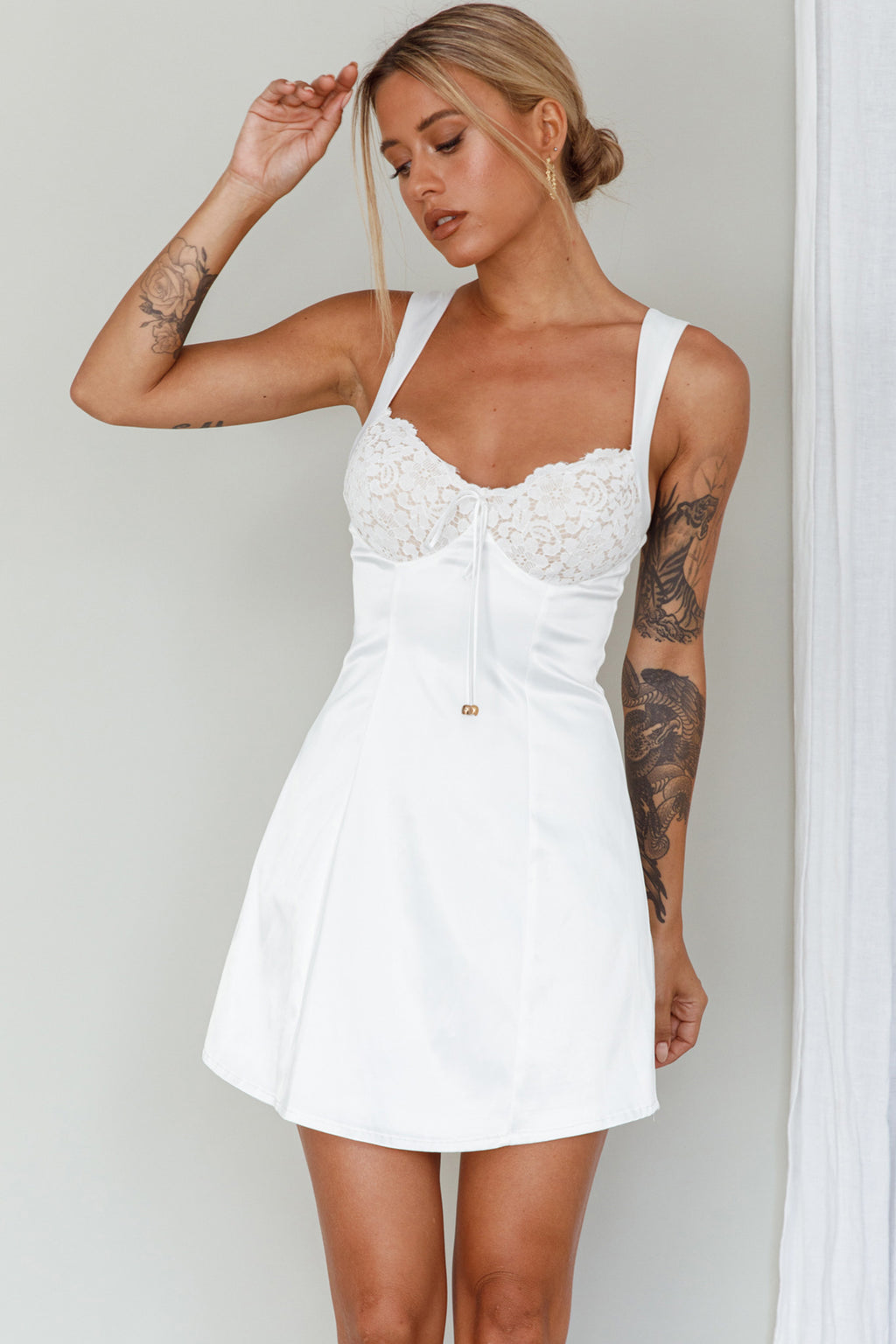 Ti Amo Lace Bust Mini Dress White by Selfie Leslie Australia