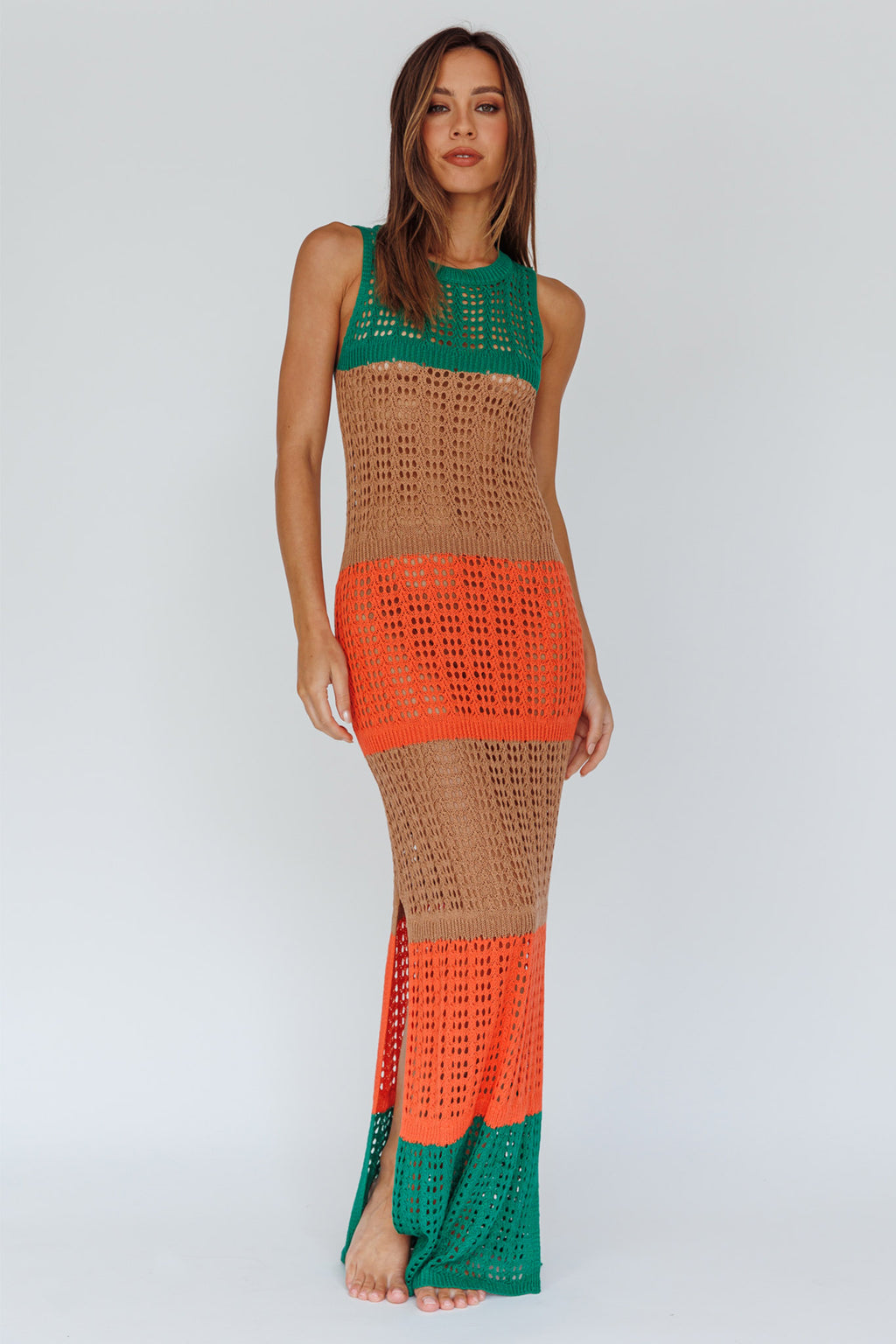 Wild Thing Crochet Maxi Dress Green by Selfie Leslie Australia