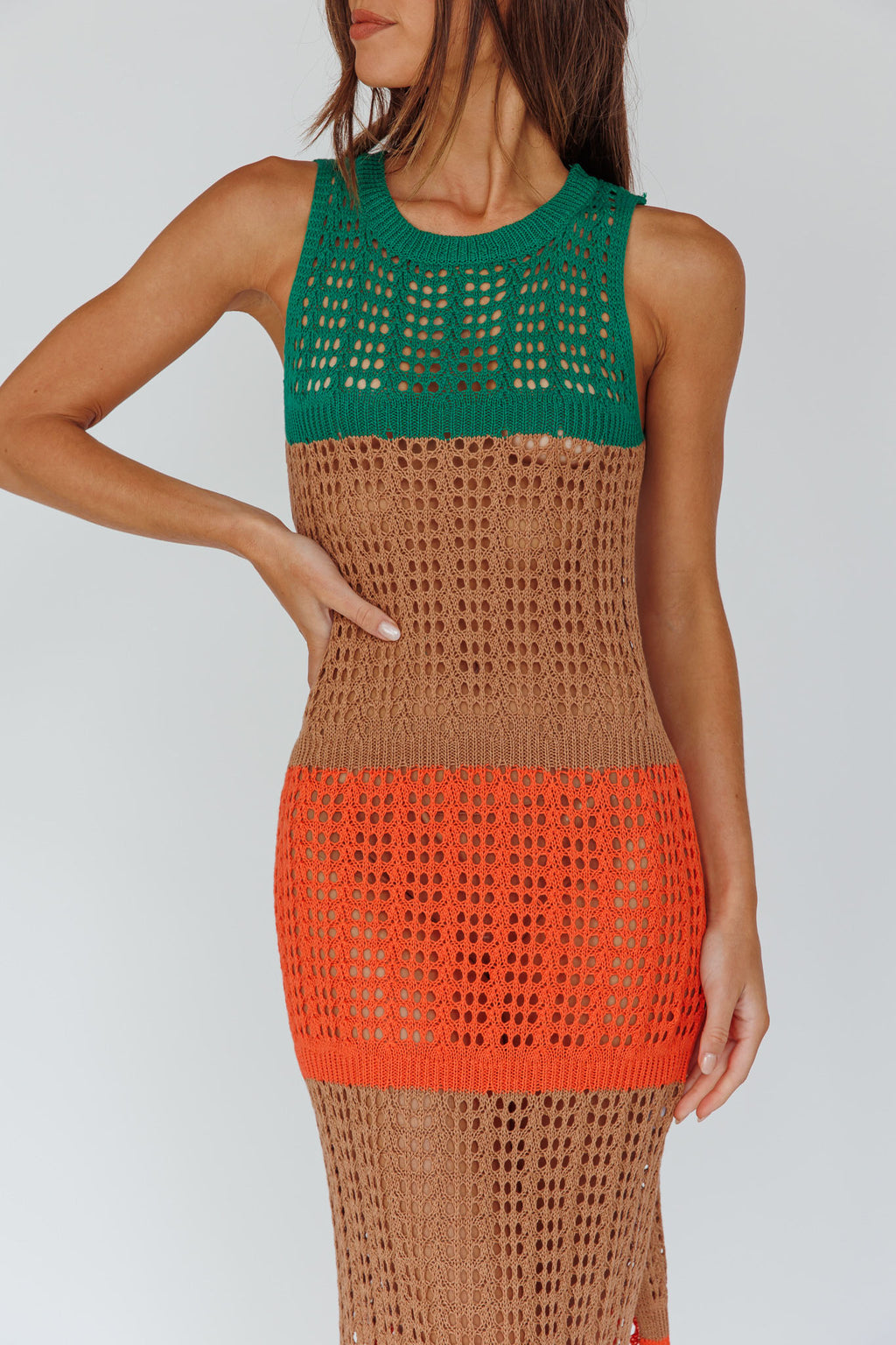 Wild Thing Crochet Maxi Dress Green by Selfie Leslie Australia