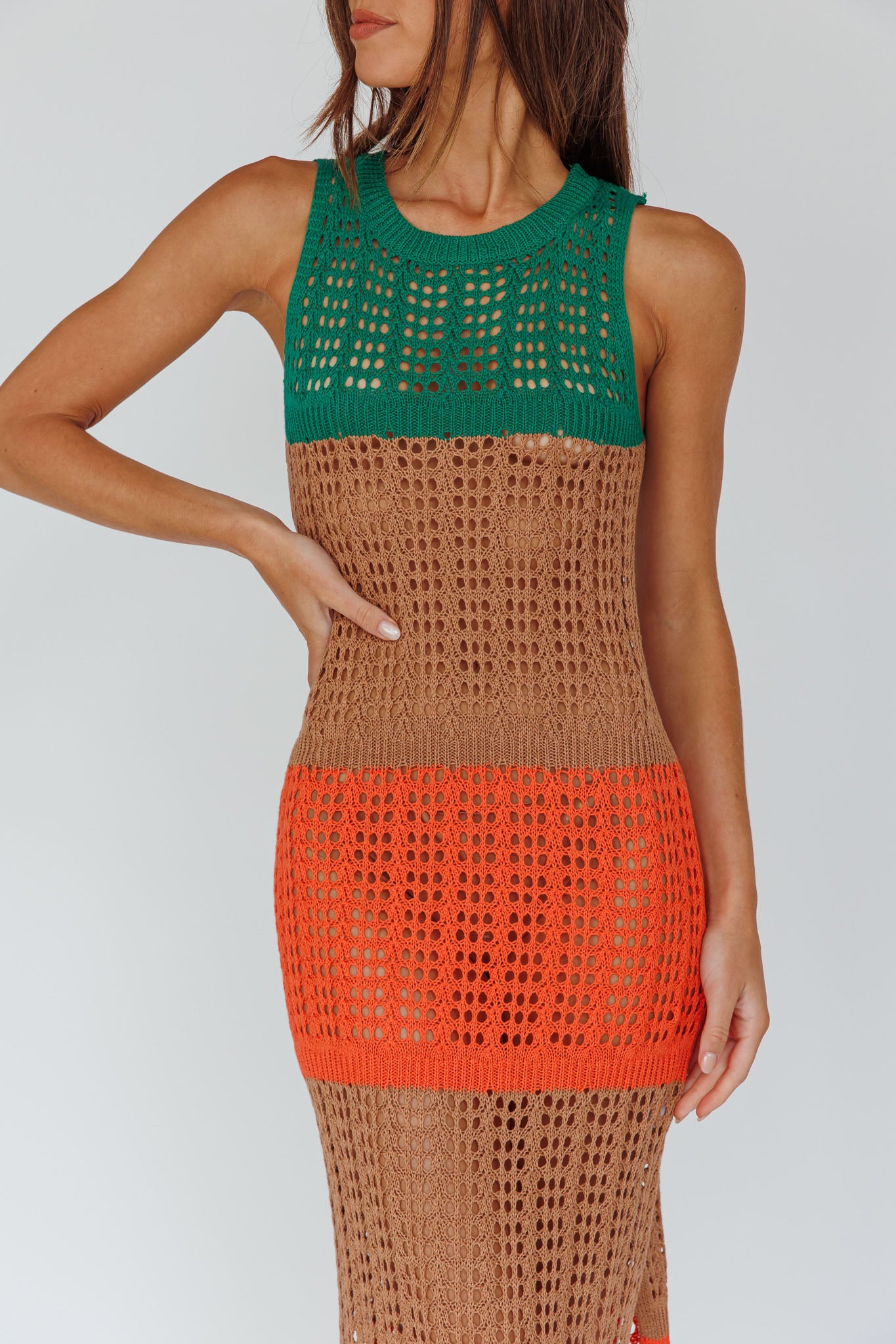 Wild Thing Crochet Maxi Dress Green by Selfie Leslie Australia