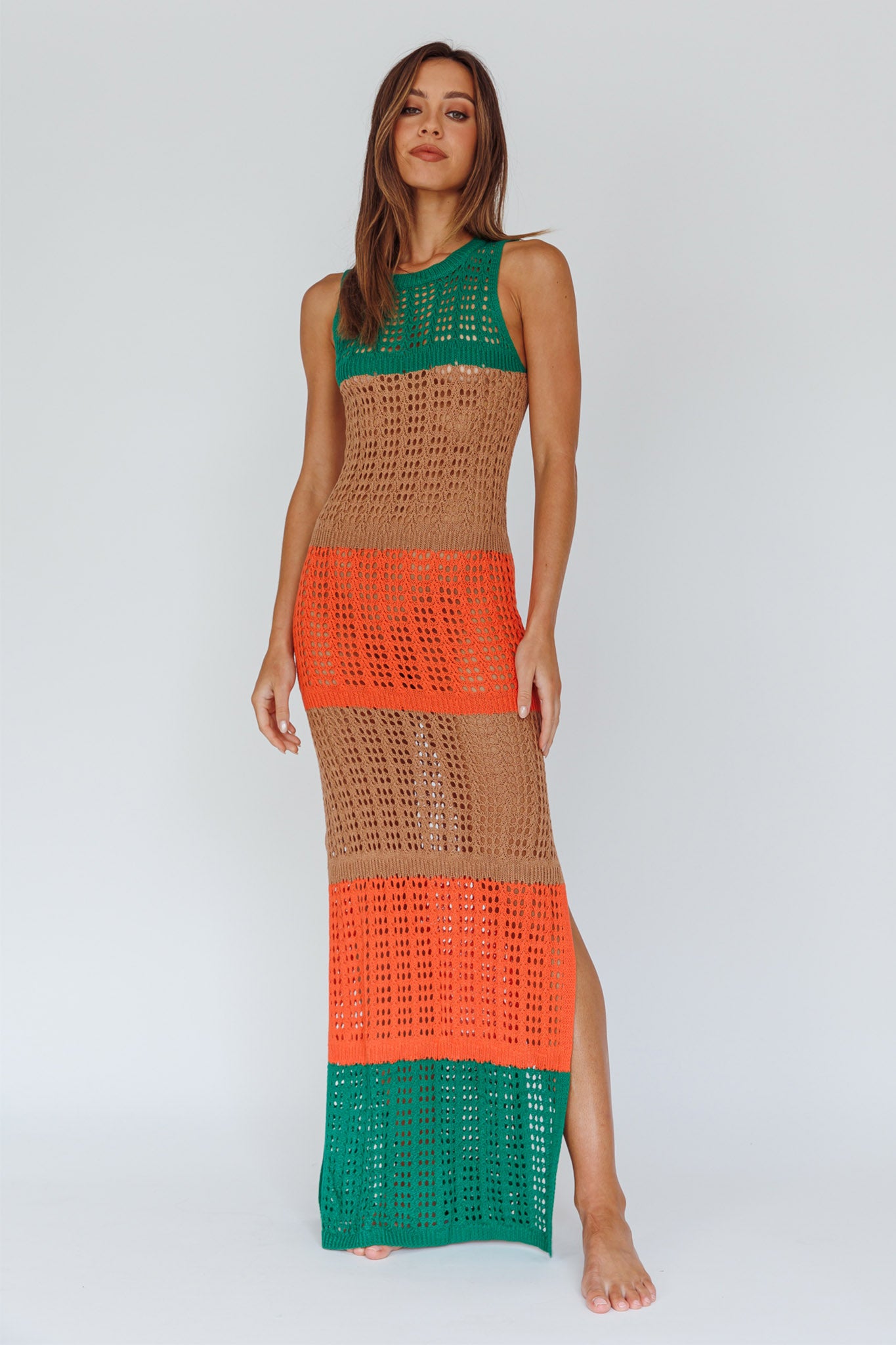 Wild Thing Crochet Maxi Dress Green by Selfie Leslie Australia