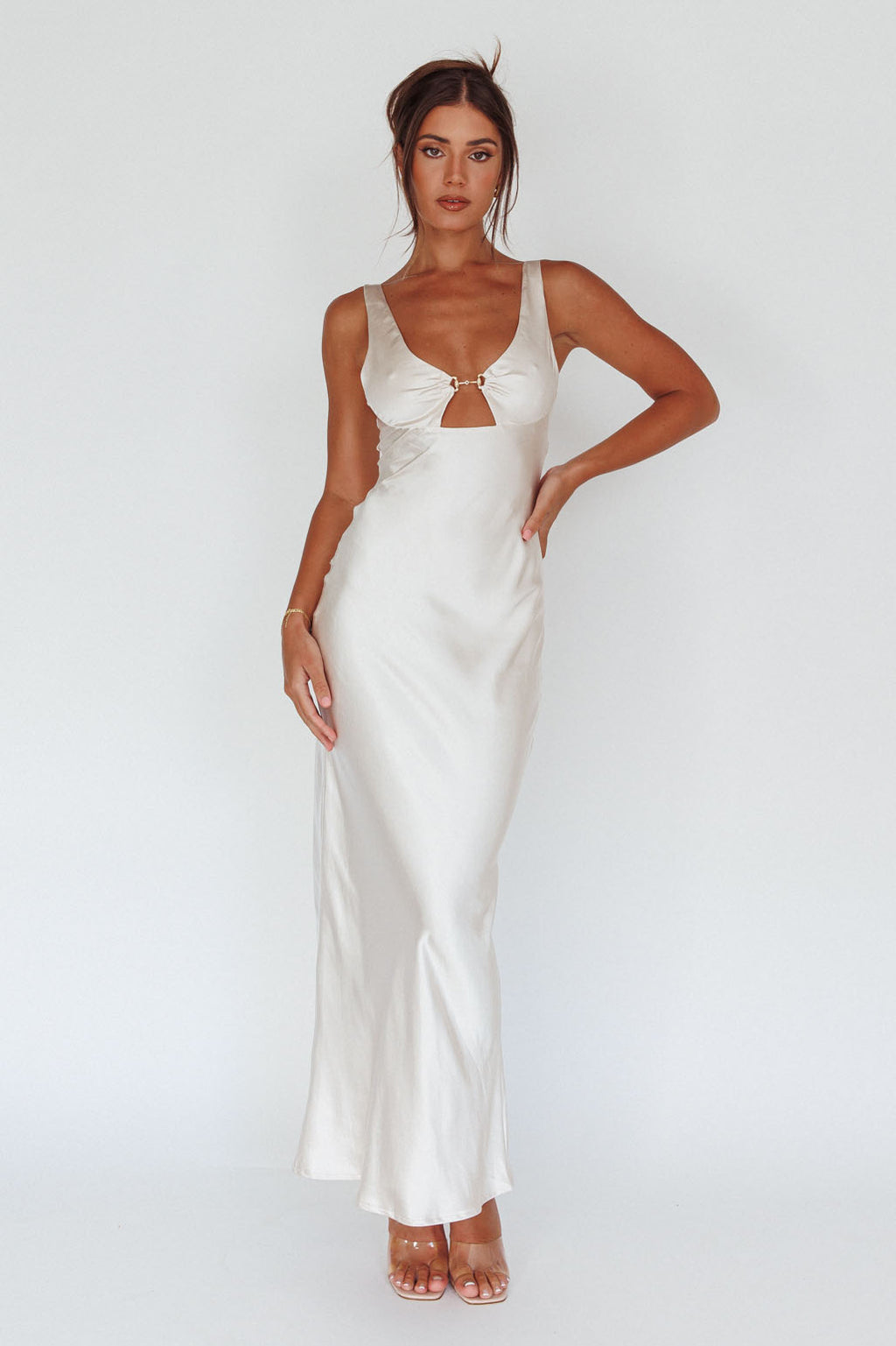 Blushing Beauty Horsebit Accent Maxi Dress Champagne by Selfie Leslie Australia