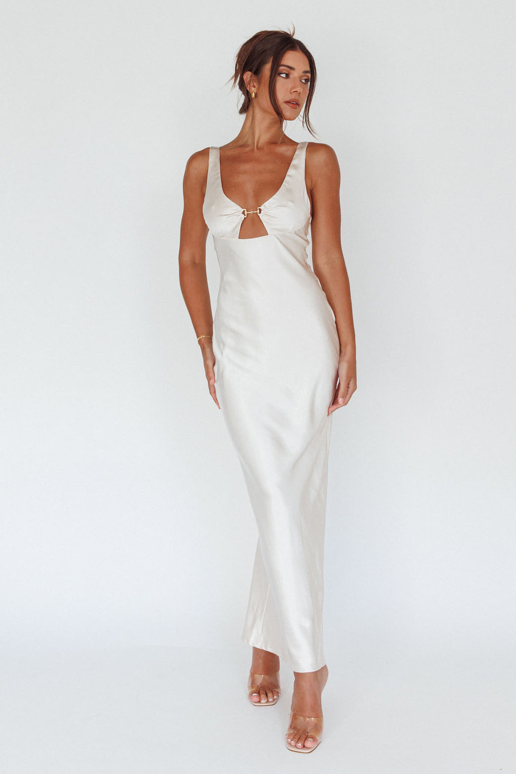 Blushing Beauty Horsebit Accent Maxi Dress Champagne by Selfie Leslie Australia