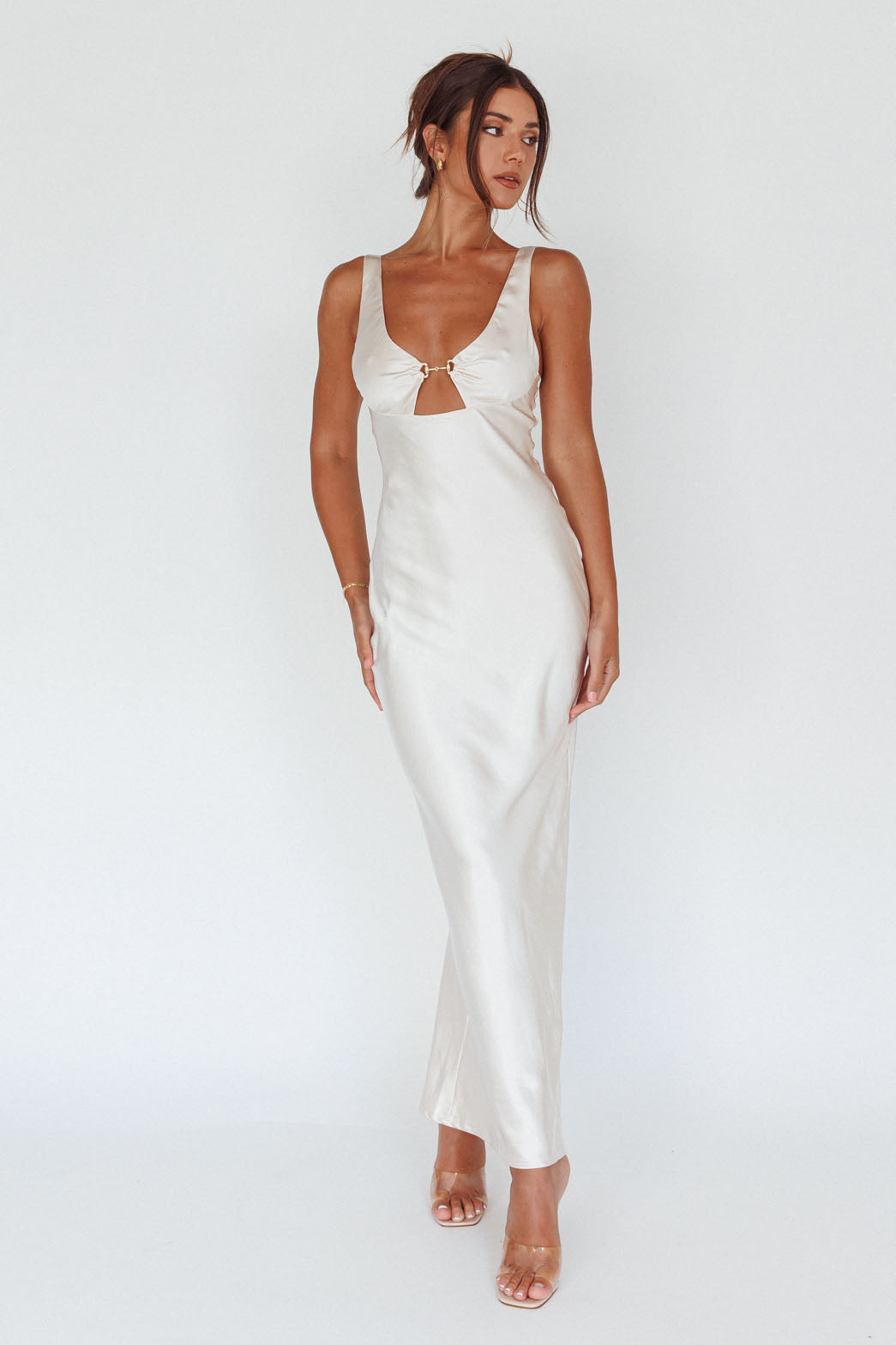 Blushing Beauty Horsebit Accent Maxi Dress Champagne by Selfie Leslie Australia
