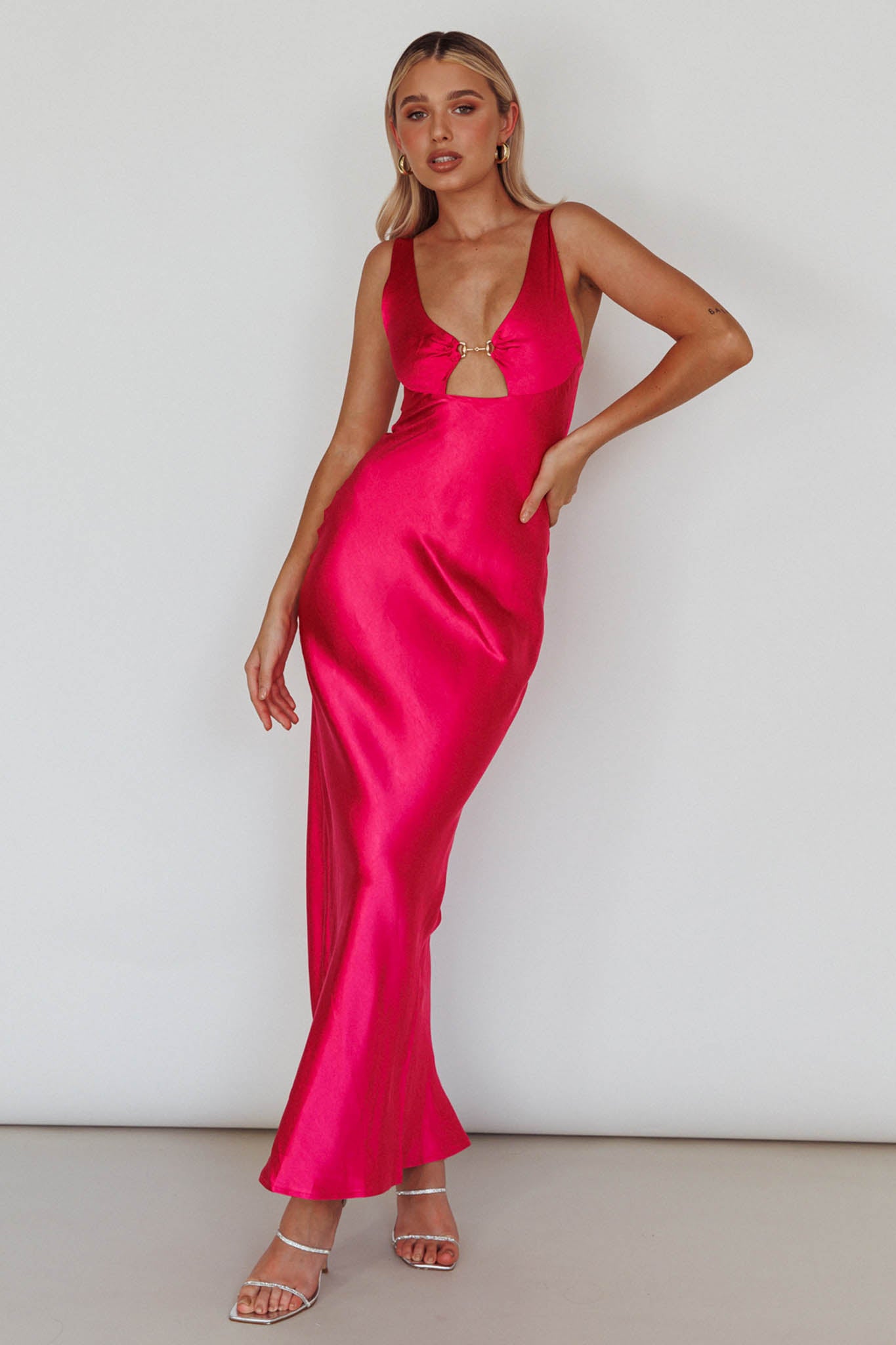 Blushing Beauty Horsebit Accent Maxi Dress Hot Pink by Selfie Leslie Australia