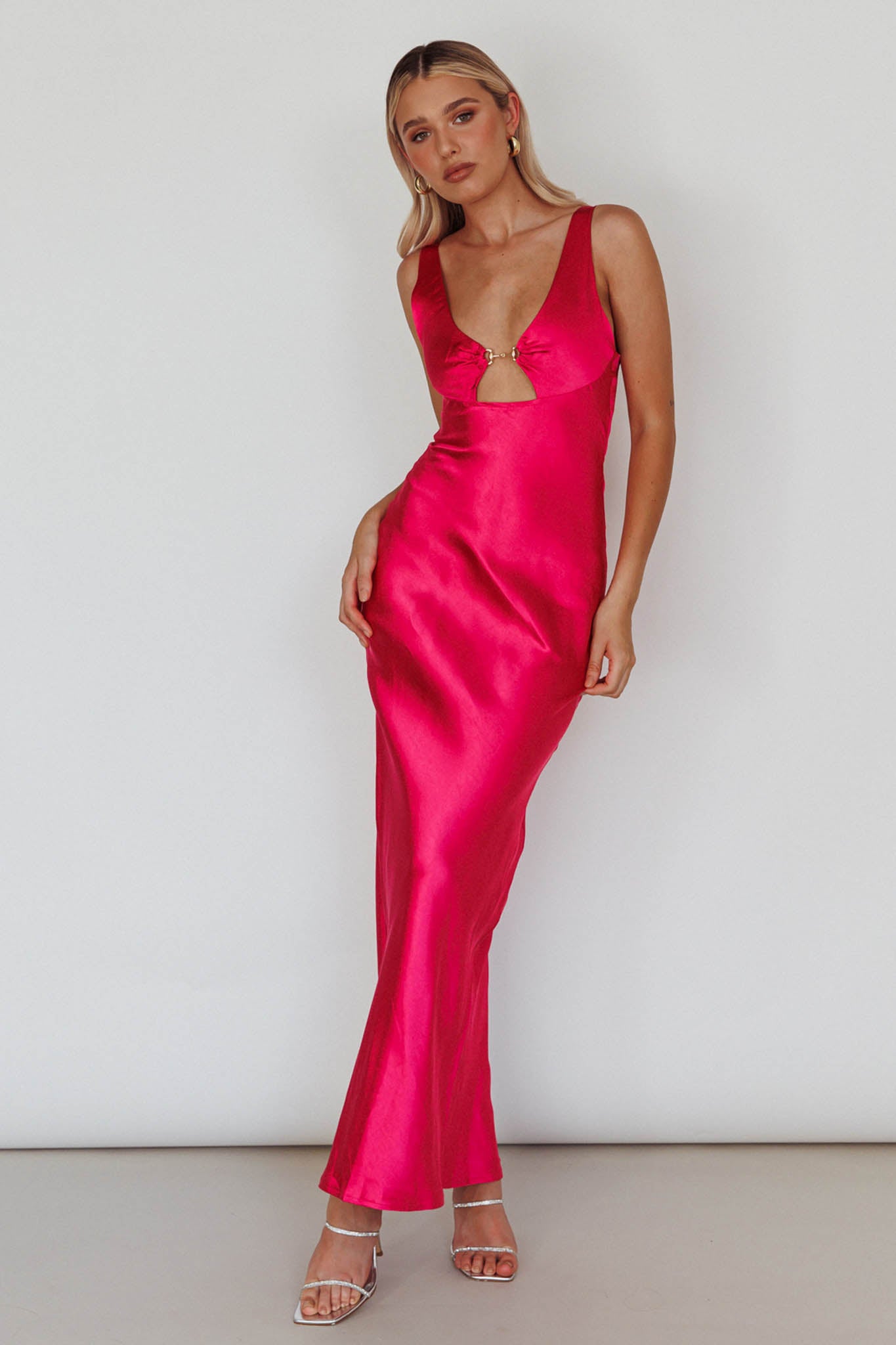 Blushing Beauty Horsebit Accent Maxi Dress Hot Pink by Selfie Leslie Australia