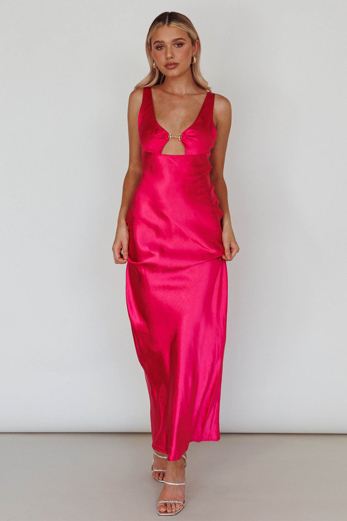 Blushing Beauty Horsebit Accent Maxi Dress Hot Pink by Selfie Leslie Australia