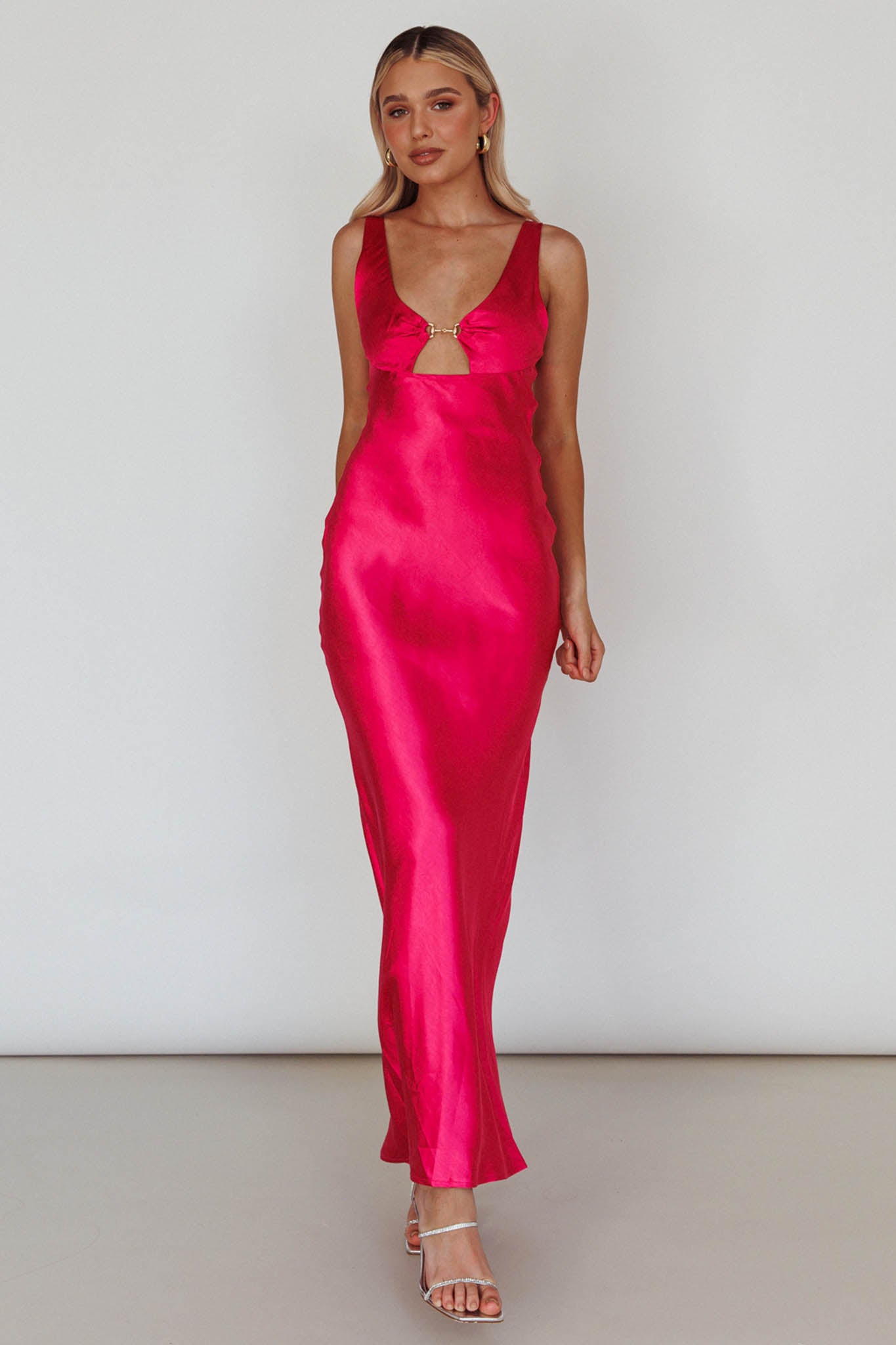 Blushing Beauty Horsebit Accent Maxi Dress Hot Pink by Selfie Leslie Australia