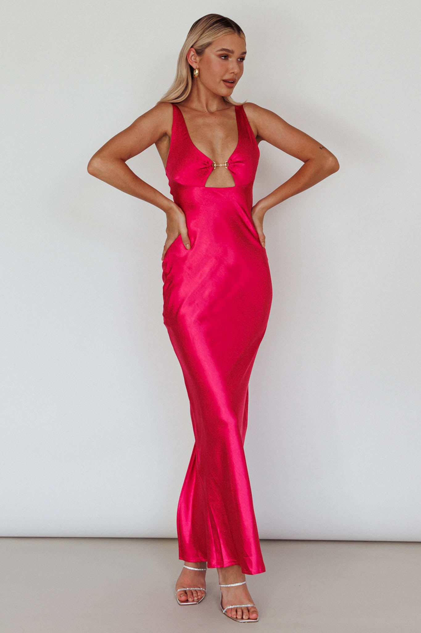 Blushing Beauty Horsebit Accent Maxi Dress Hot Pink by Selfie Leslie Australia