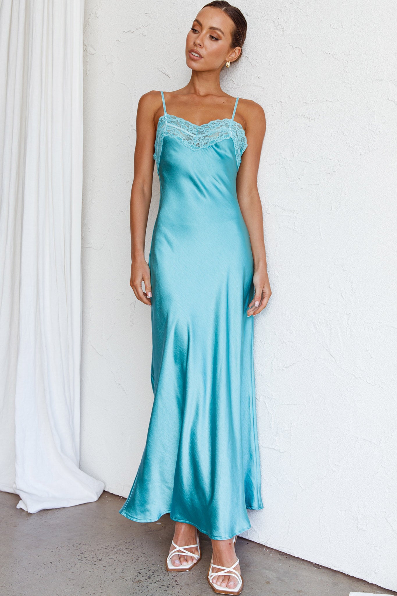 East Coast Lace Bust Midi Dress Aqua Blue– Selfie Leslie Australia