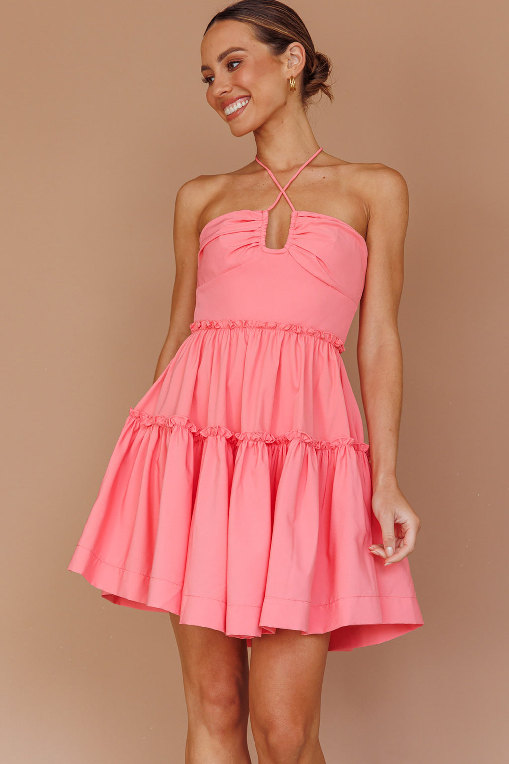 Horizons Frill Trim Mini Dress Pink by Selfie Leslie Australia