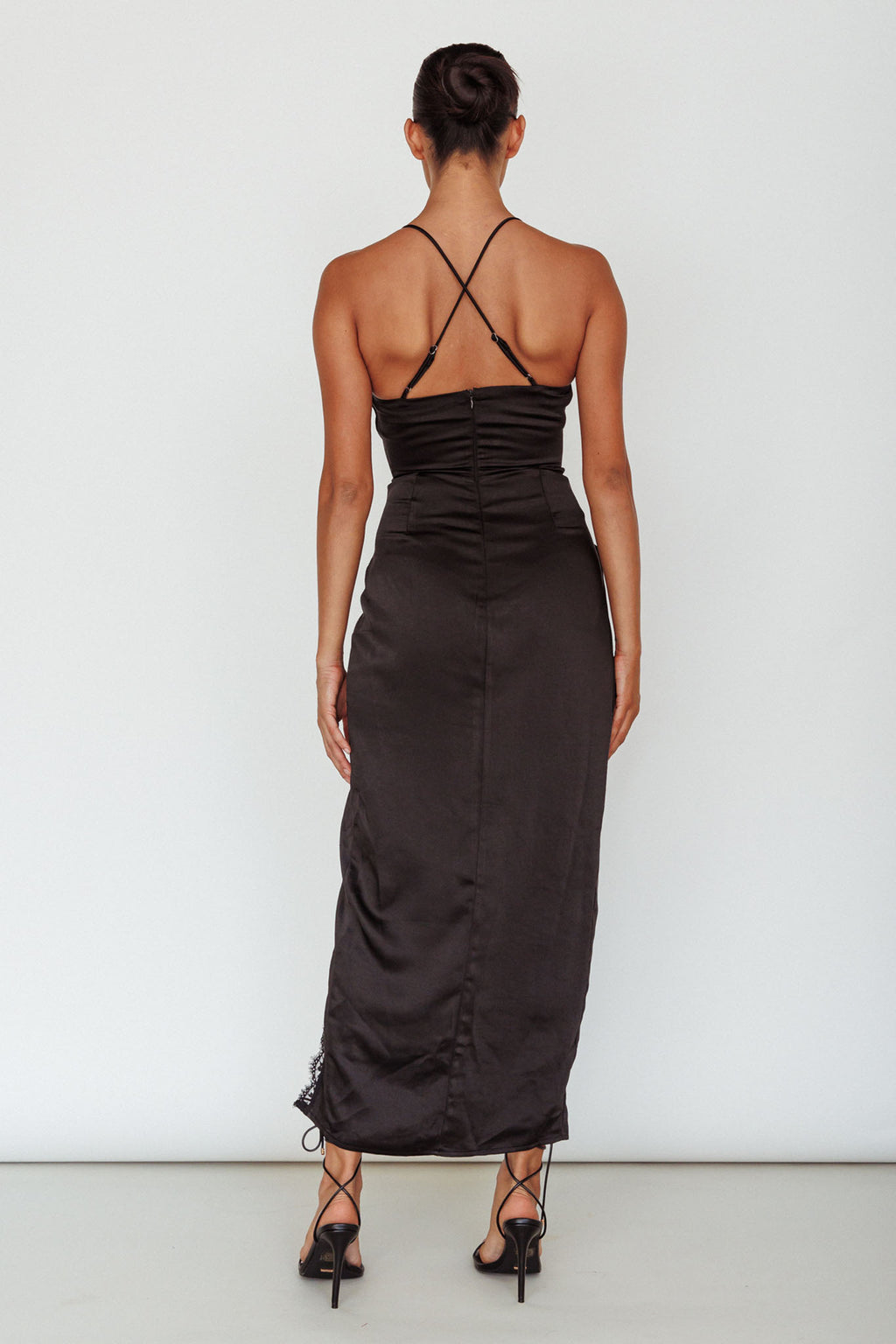 Winter Moon Lace Trim Midi Dress Black by Selfie Leslie Australia