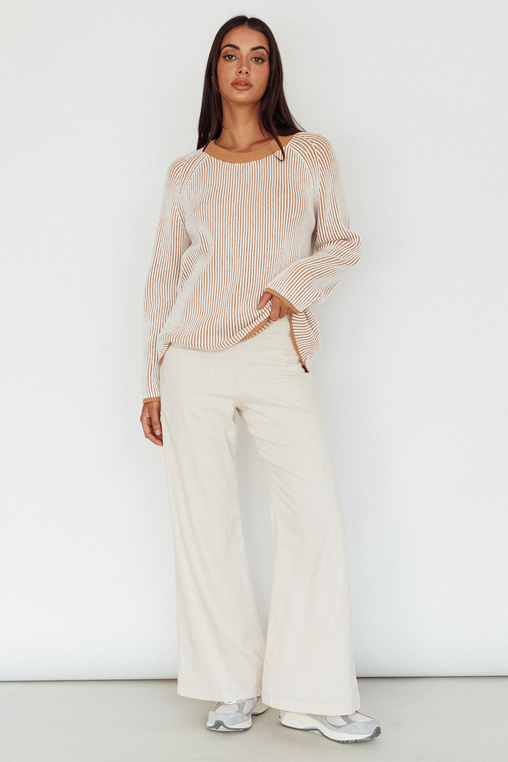 Lyris Button Detail Wide Leg Pants Natural by Selfie Leslie Australia