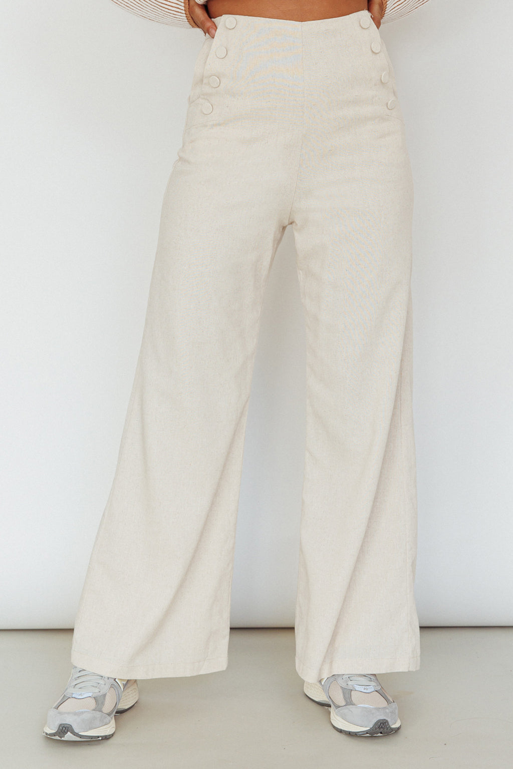 Lyris Button Detail Wide Leg Pants Natural by Selfie Leslie Australia