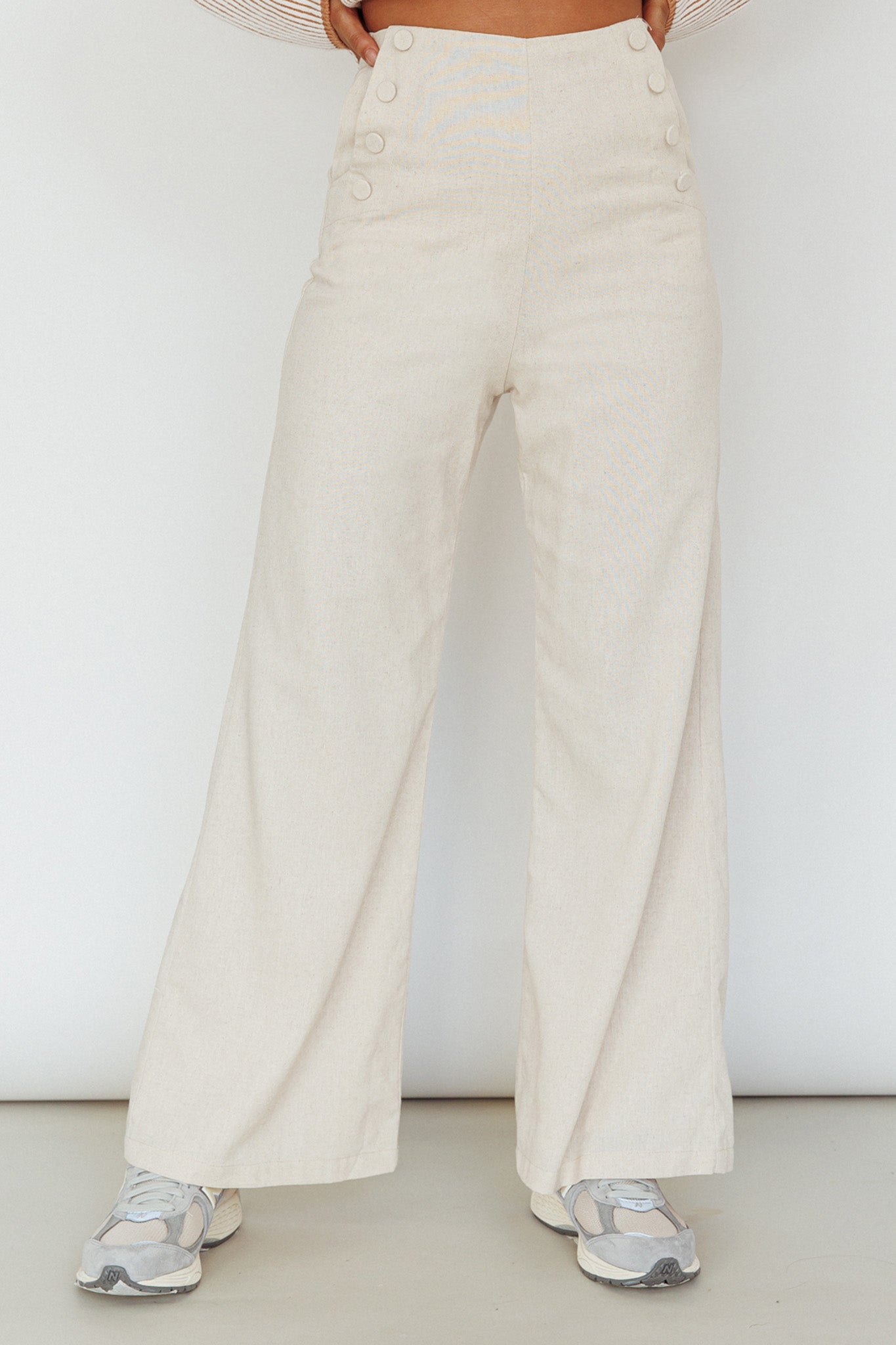 Lyris Button Detail Wide Leg Pants Natural by Selfie Leslie Australia