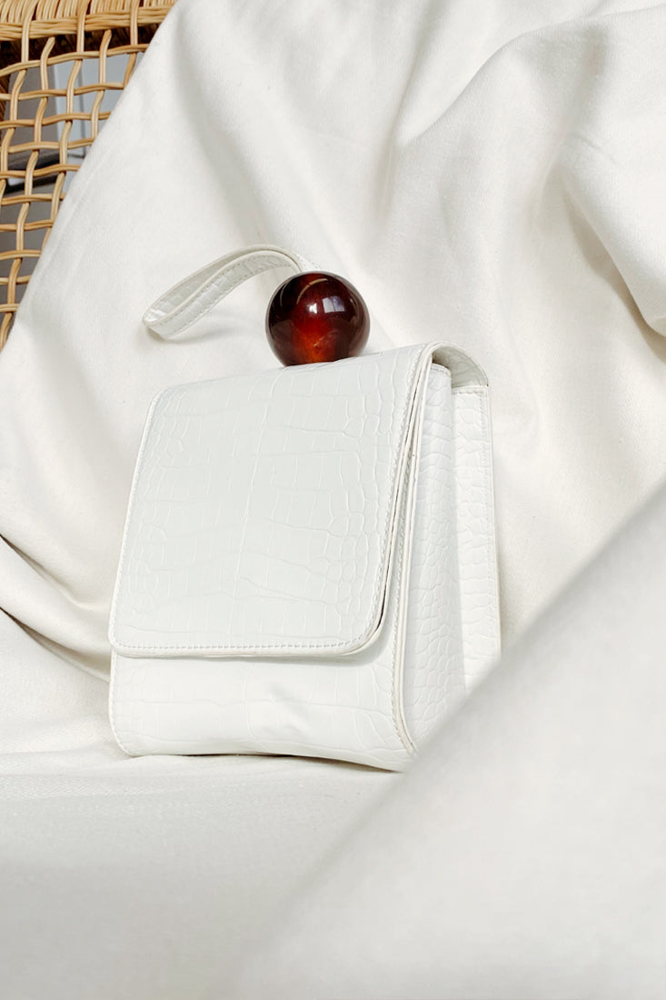 Audrey Wrist Strap Bead Purse White by Selfie Leslie