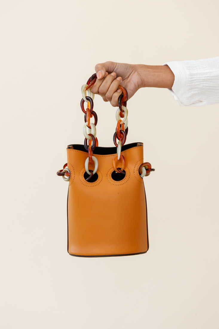 Cassie Chain Link Bucket Bag Tan by Selfie Leslie
