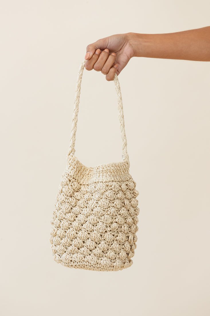 Laguna Crochet Bucket Bag Natural by Selfie Leslie