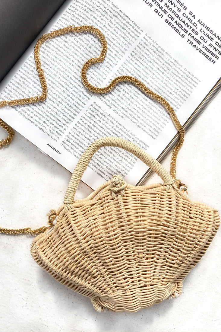 Sophie Woven Shell Purse Natural by Selfie Leslie