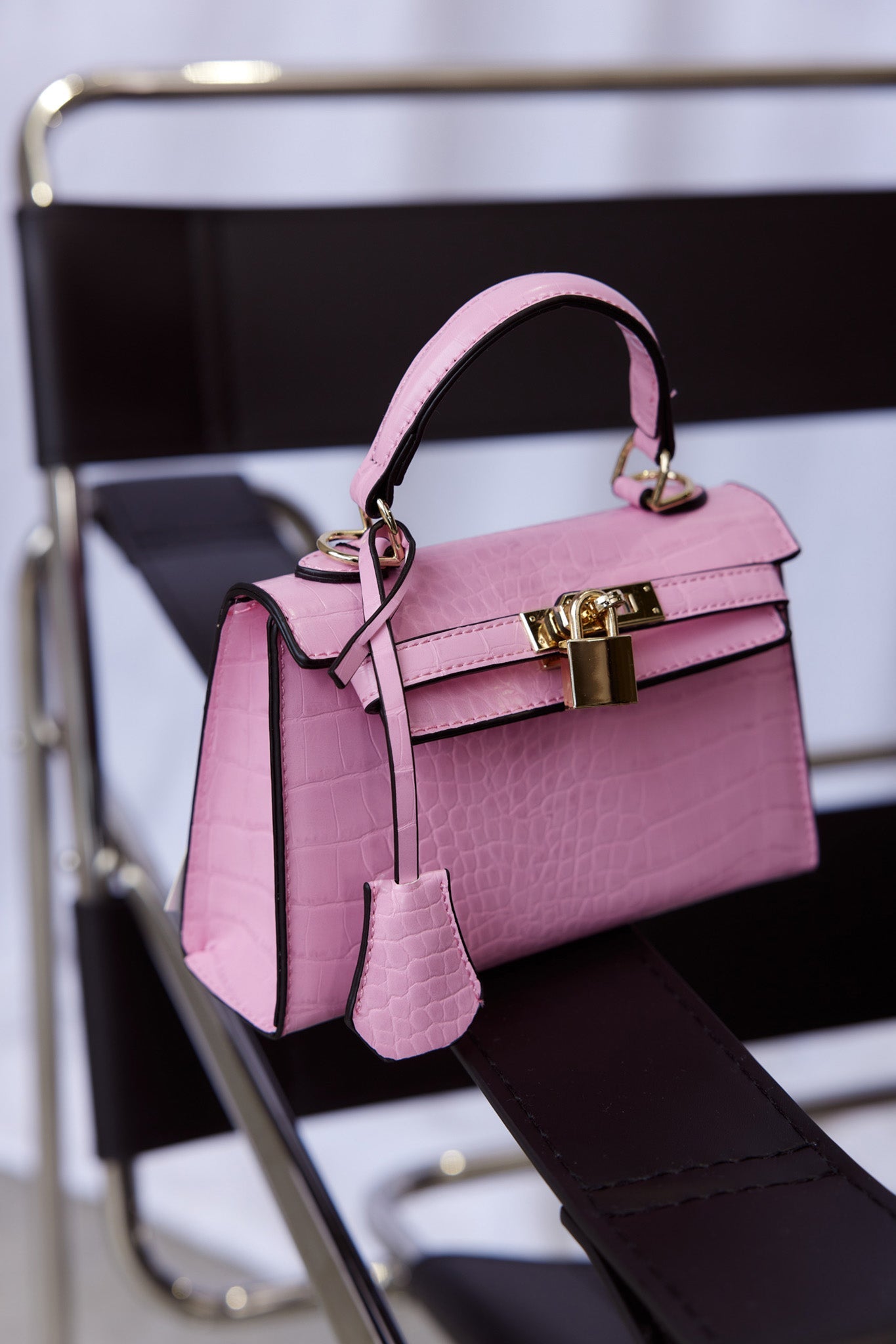 Hedi Gold Lock Handbag Pink by Selfie Leslie
