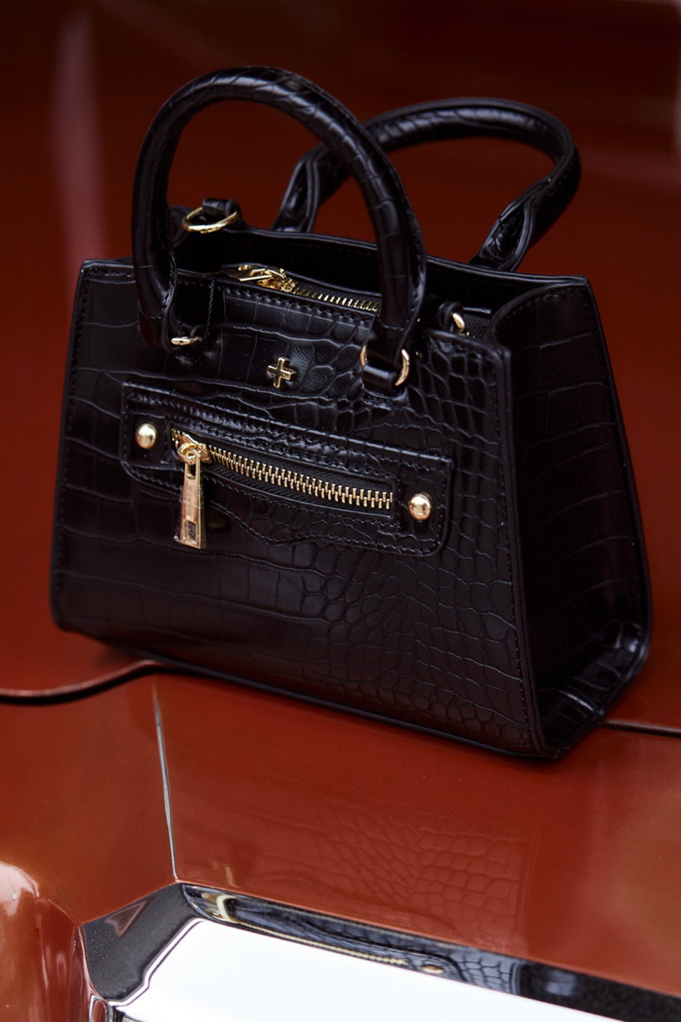 Jaden Embossed Handbag Black by Selfie Leslie