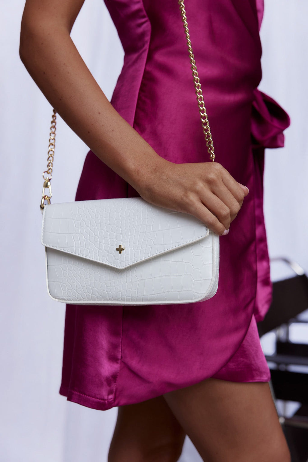 Munroe Embossed Flap Bag White by Selfie Leslie