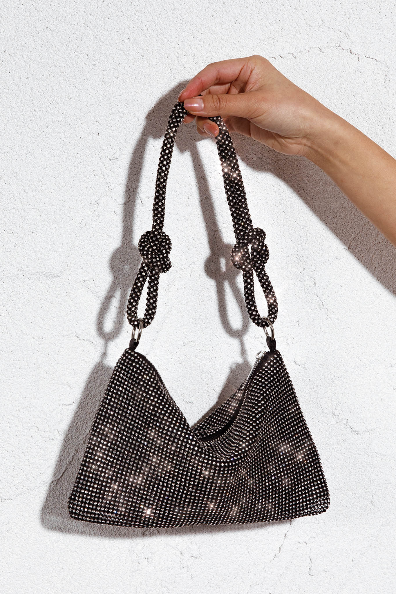 Harper Knot Strap Diamante Bag Black by Selfie Leslie