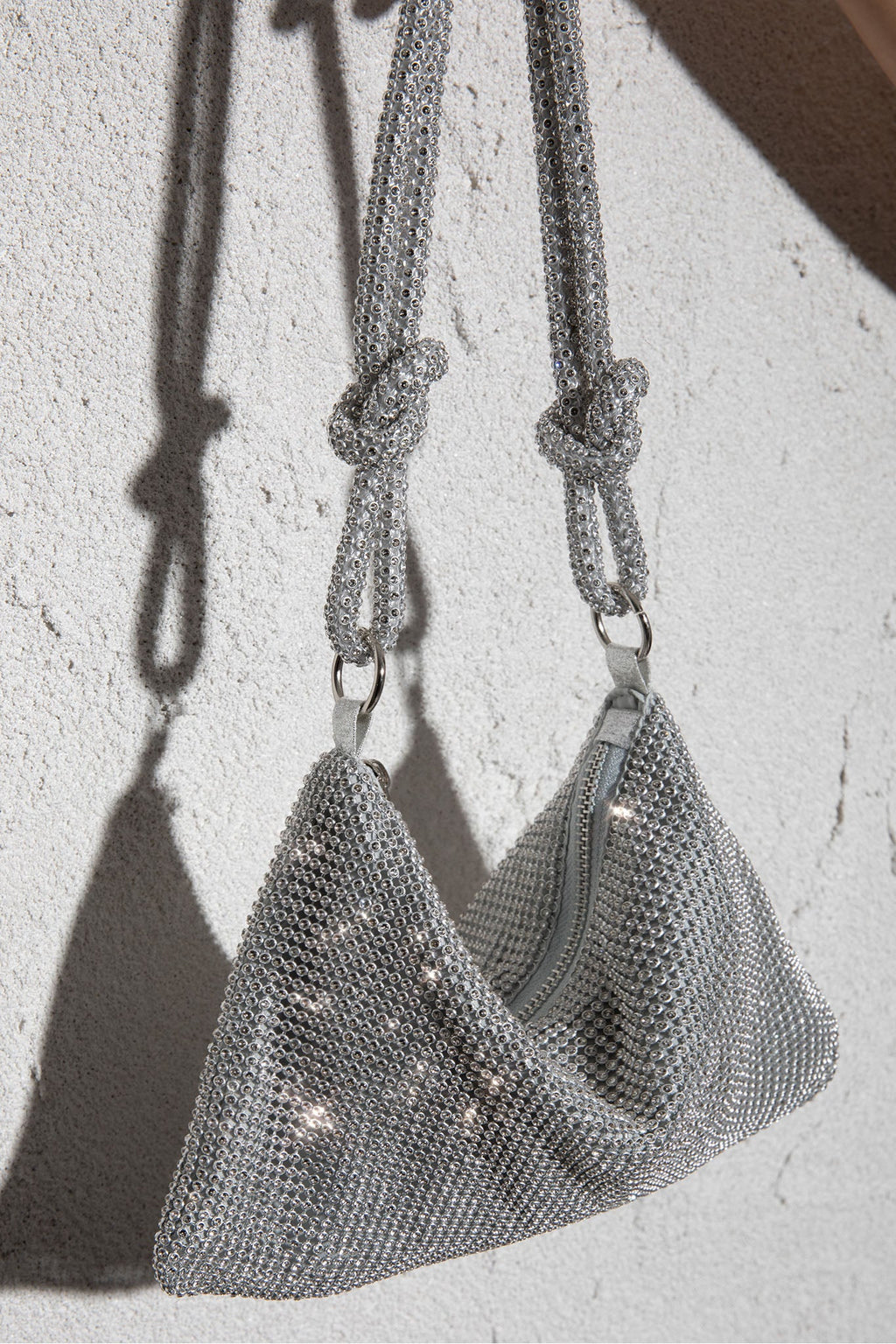 Harper Knot Strap Diamante Bag Silver by Selfie Leslie