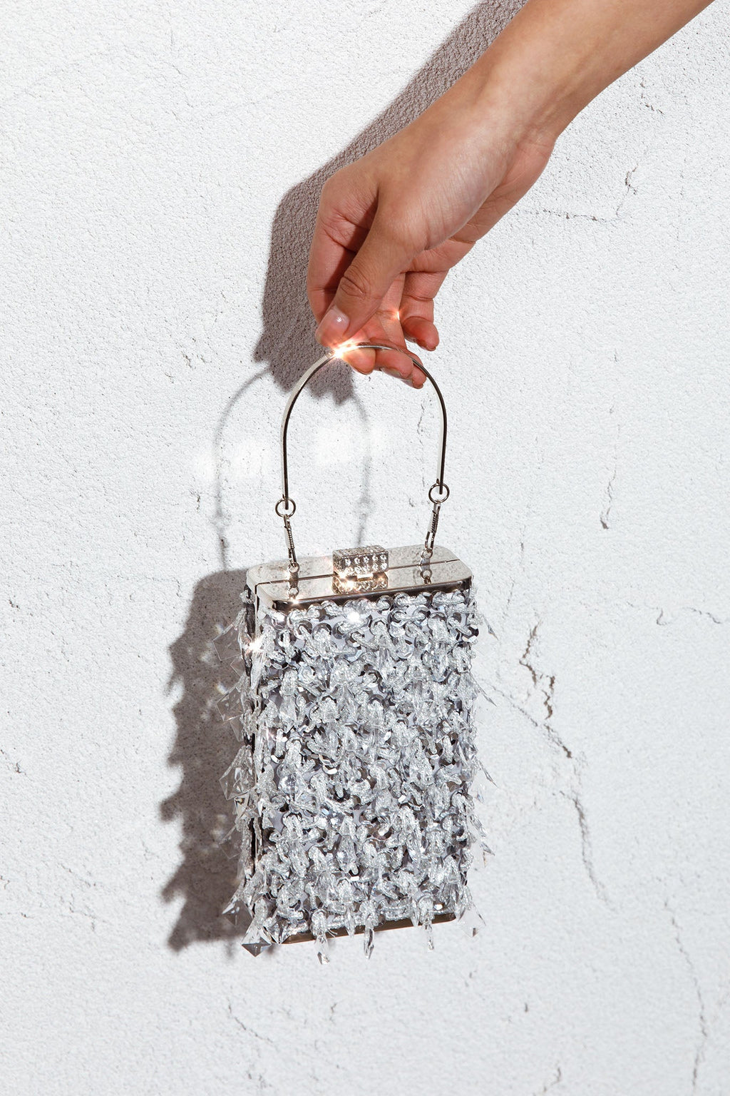 Dancing In September Sequin Rectangle Bag Silver by Selfie Leslie