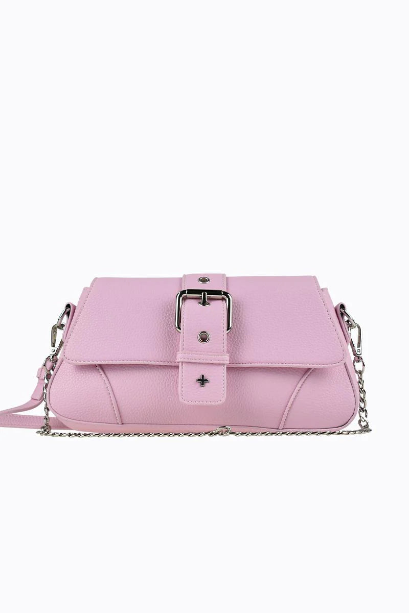 Peta And Jain Maddy Buckle Shoulder Bag Chain Pink by Selfie Leslie Australia