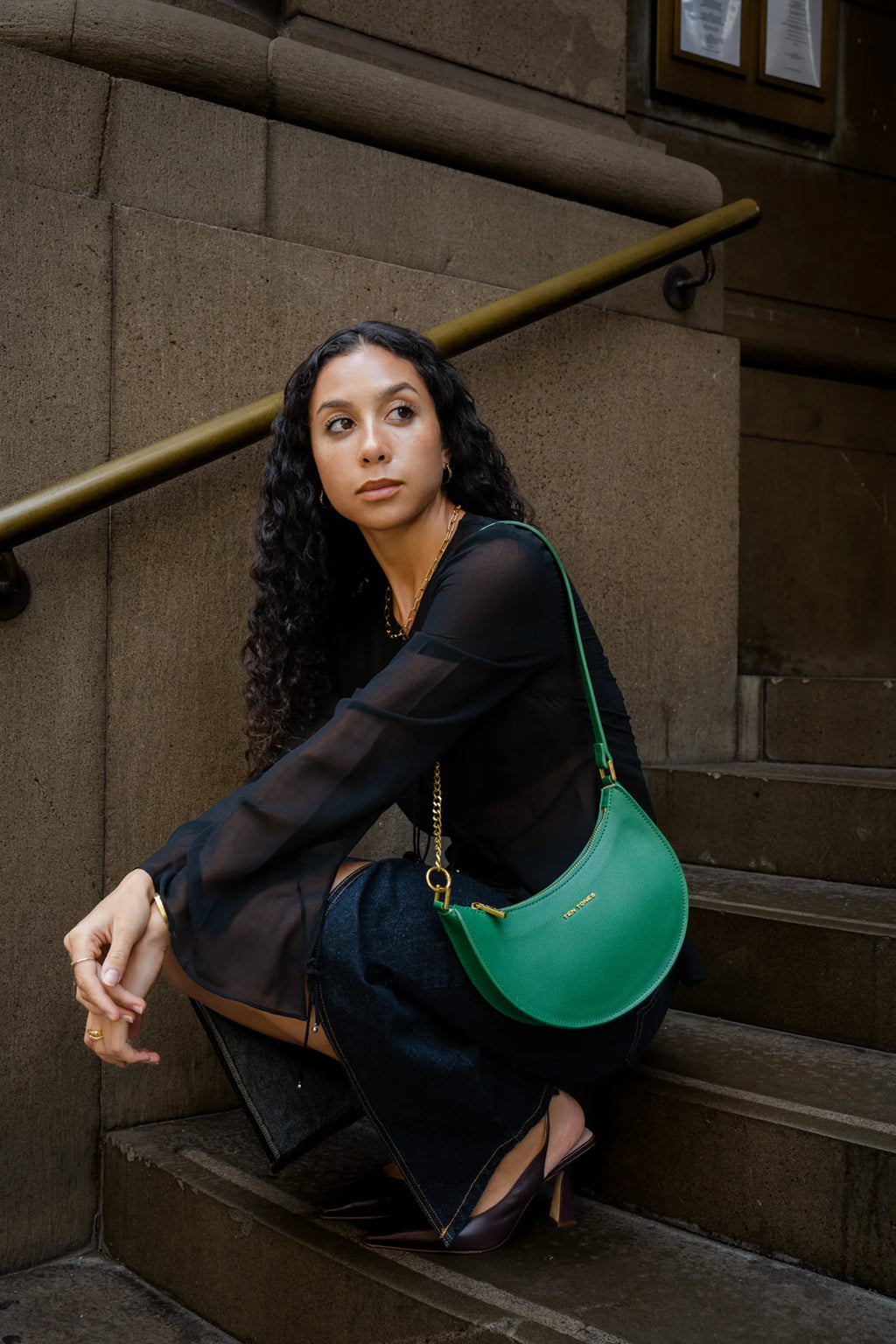 TEN TONES Grayson Moon Bag Green by Selfie Leslie Australia
