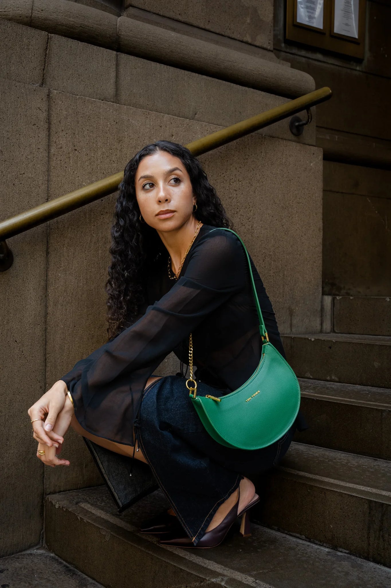 TEN TONES Grayson Moon Bag Green by Selfie Leslie Australia