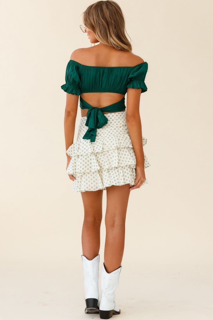 Let Them Eat Cake Triple Ruffle Skirt Green by Selfie Leslie