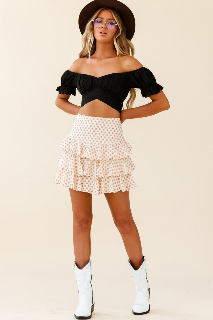 Let Them Eat Cake Triple Ruffle Skirt Polka Dot Rose by Selfie Leslie