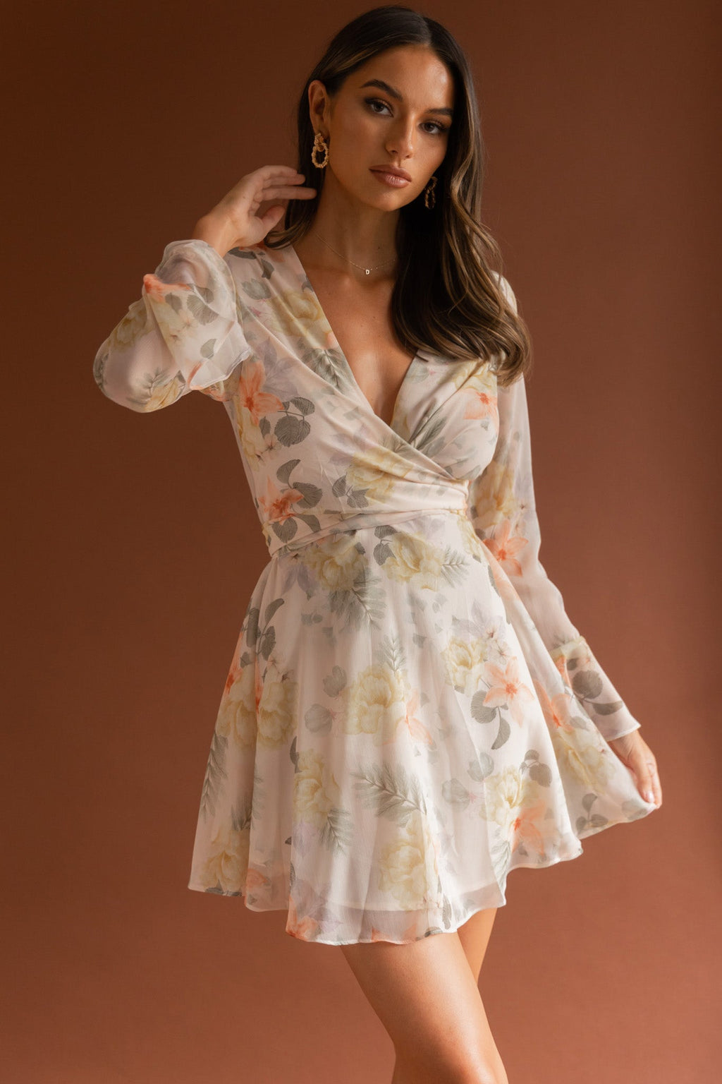 Unconditional Tied Front Dress Floral Yellow by Selfie Leslie