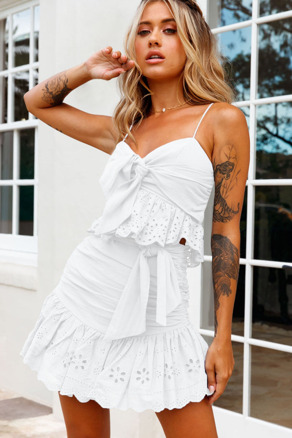 Heartland Bow Tie Bust Top White by Selfie Leslie