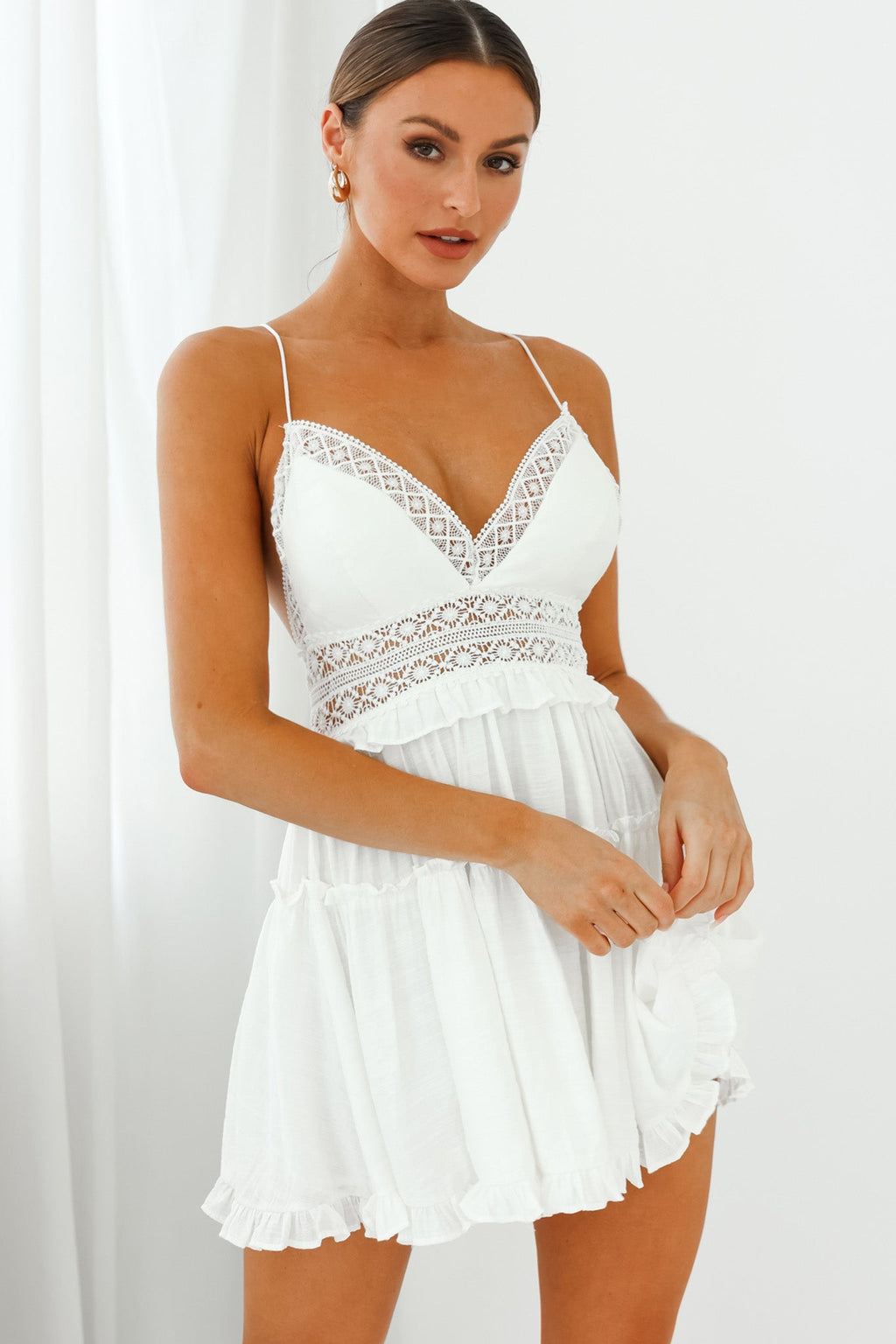 Desert Rose Crochet Tie-Up Back Sun Dress White by Selfie Leslie