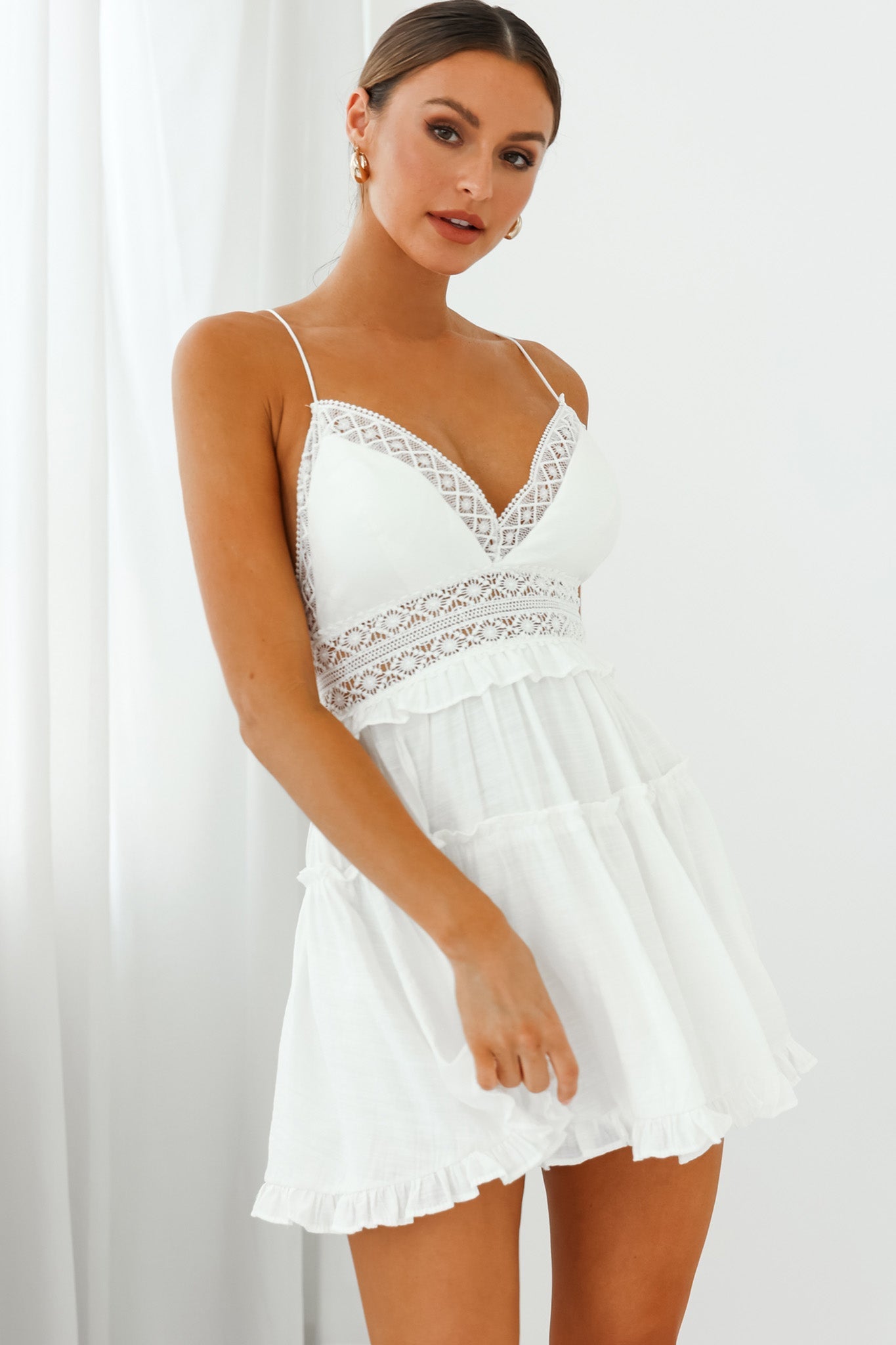 Desert Rose Crochet Tie-Up Back Sun Dress White by Selfie Leslie