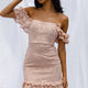 Verona Off-Shoulder Lace Overlay Mini Dress Blush