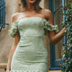 Verona Off-Shoulder Lace Overlay Mini Dress Apple