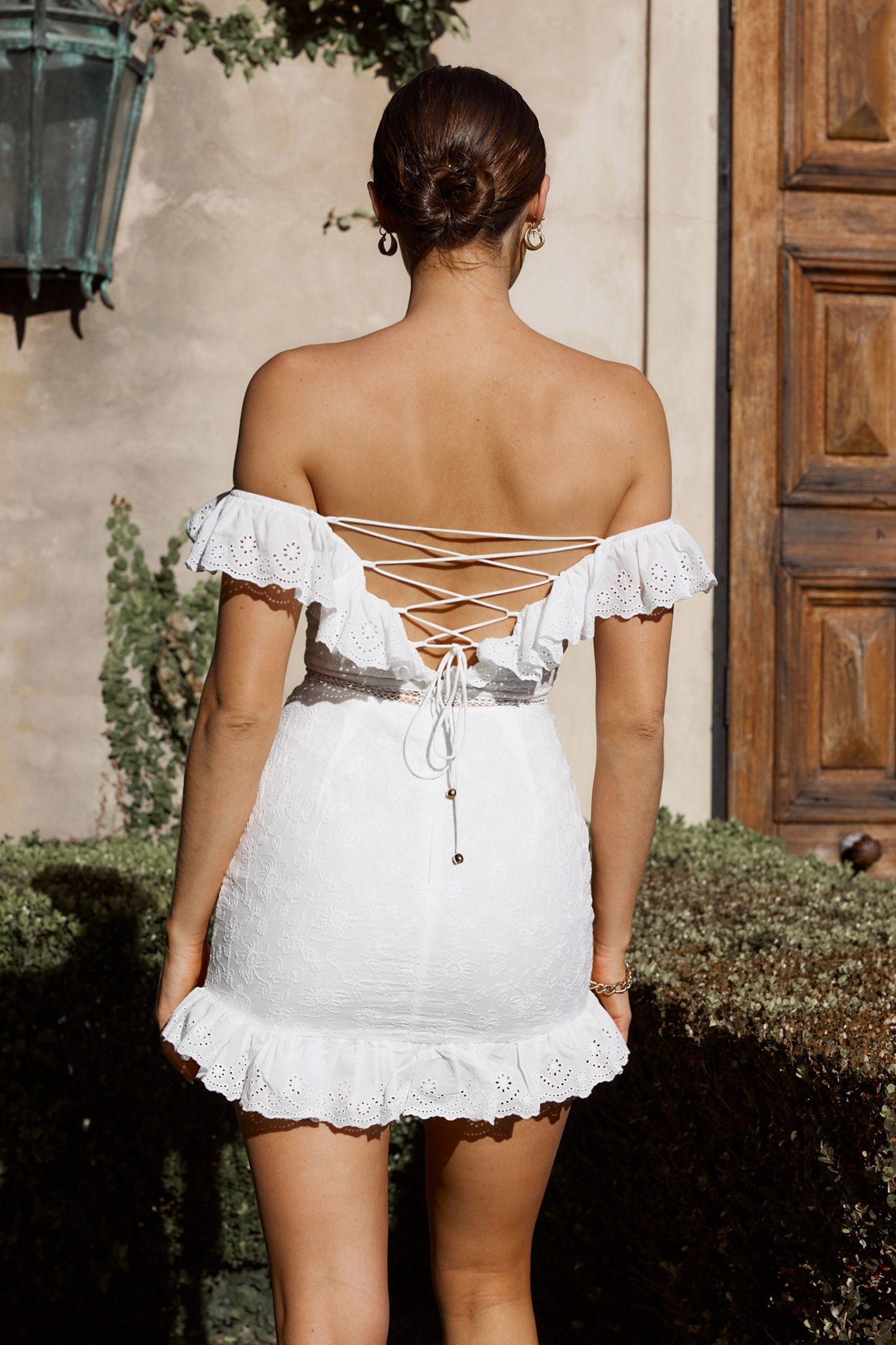 Sweet Melody Sweetheart Neckline Off-Shoulder Dress Lace White by Selfie Leslie