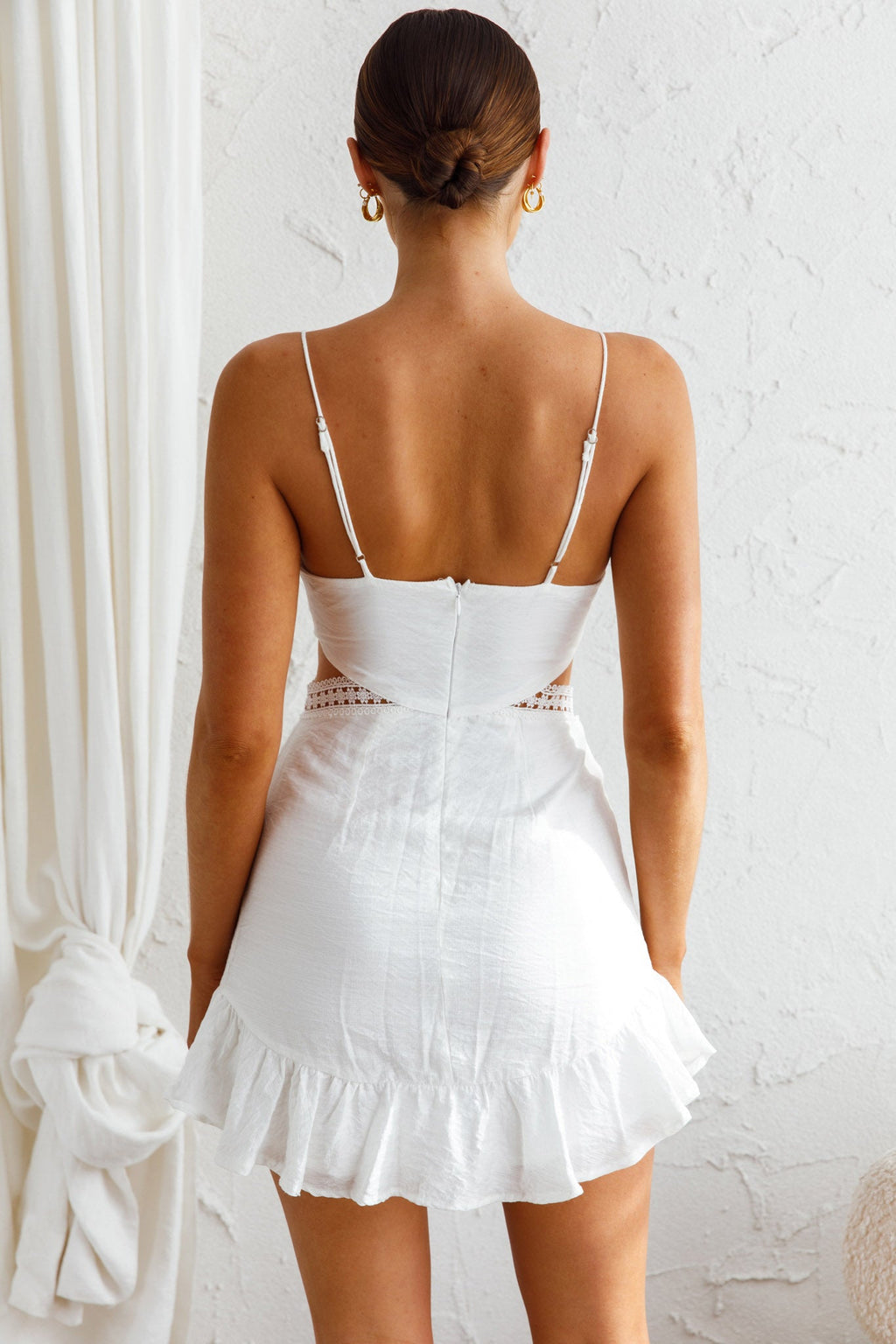 Santorini Sunset Cami Strap Cut-Out Dress White by Selfie Leslie