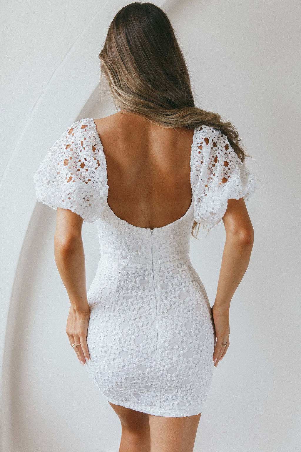 Catch Feelings Sweetheart Neckline Crochet Lace Overlay Dress White by Selfie Leslie