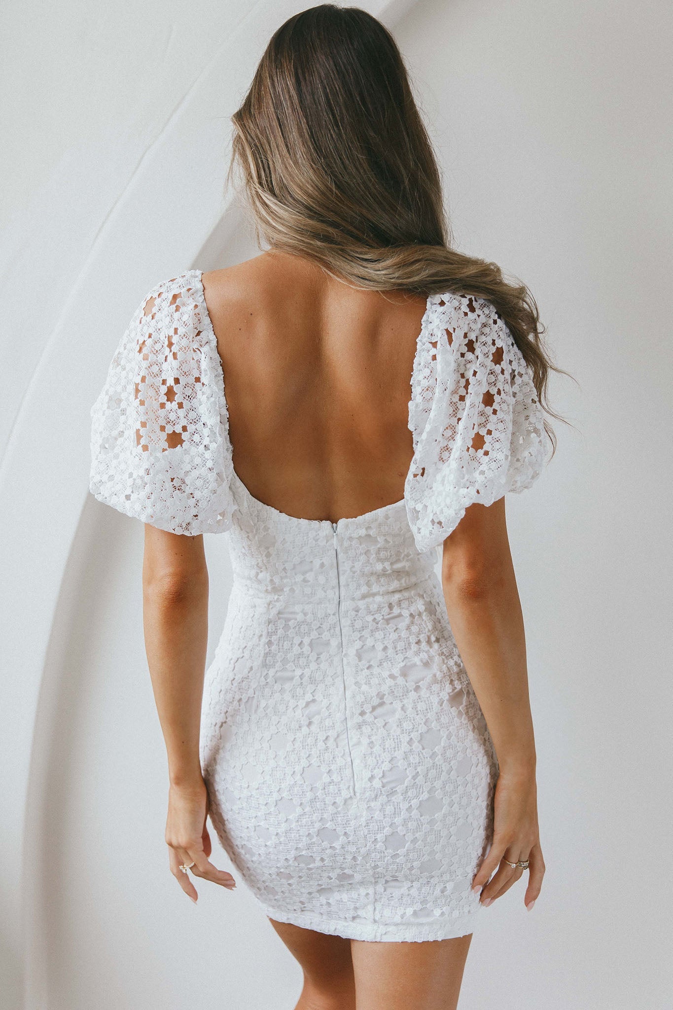 Catch Feelings Sweetheart Neckline Crochet Lace Overlay Dress White by Selfie Leslie