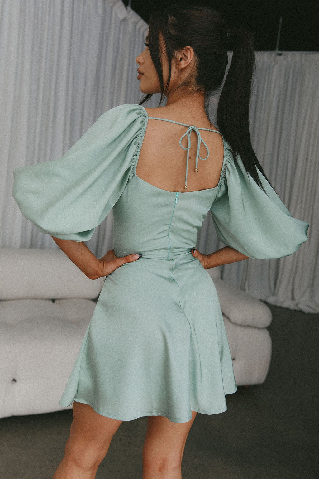 Devoted Structured Bust A-Line Dress Sage by Selfie Leslie